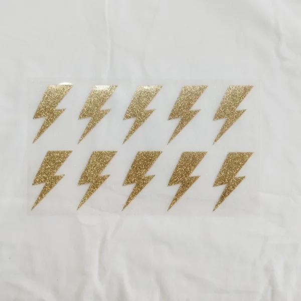 Lot de 5 éclairs en flex ou vinyle thermocollant à paillettes