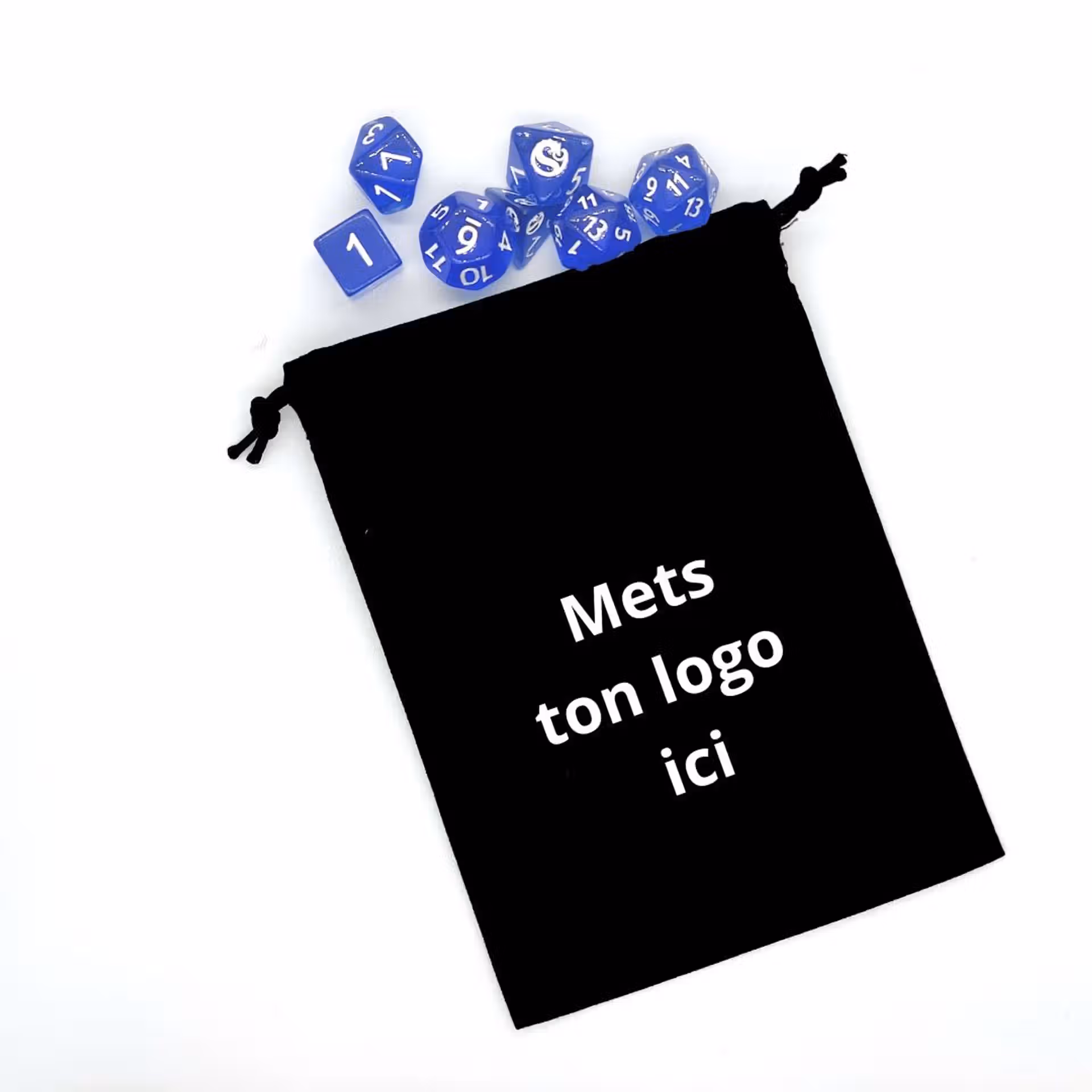 Bourse à dés plate avec logo personnalisé (sur commande)
