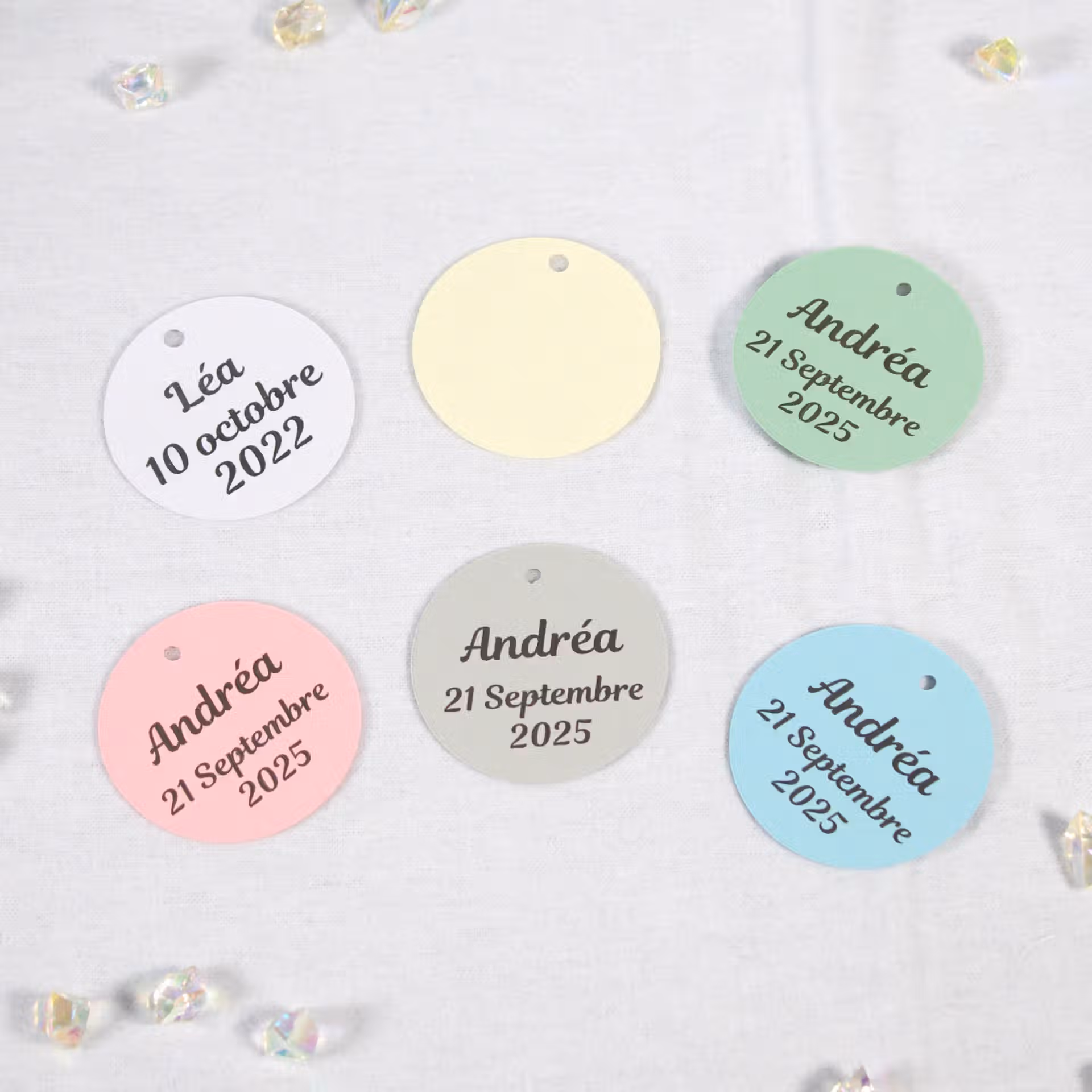 étiquette ronde Lot de 20 Etiquettes rondes en papier, perforées et personnalisées