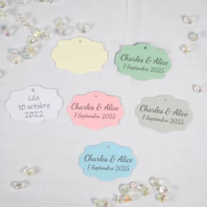 Lot de 20 Etiquettes vintage en papier, perforées et personnalisées
