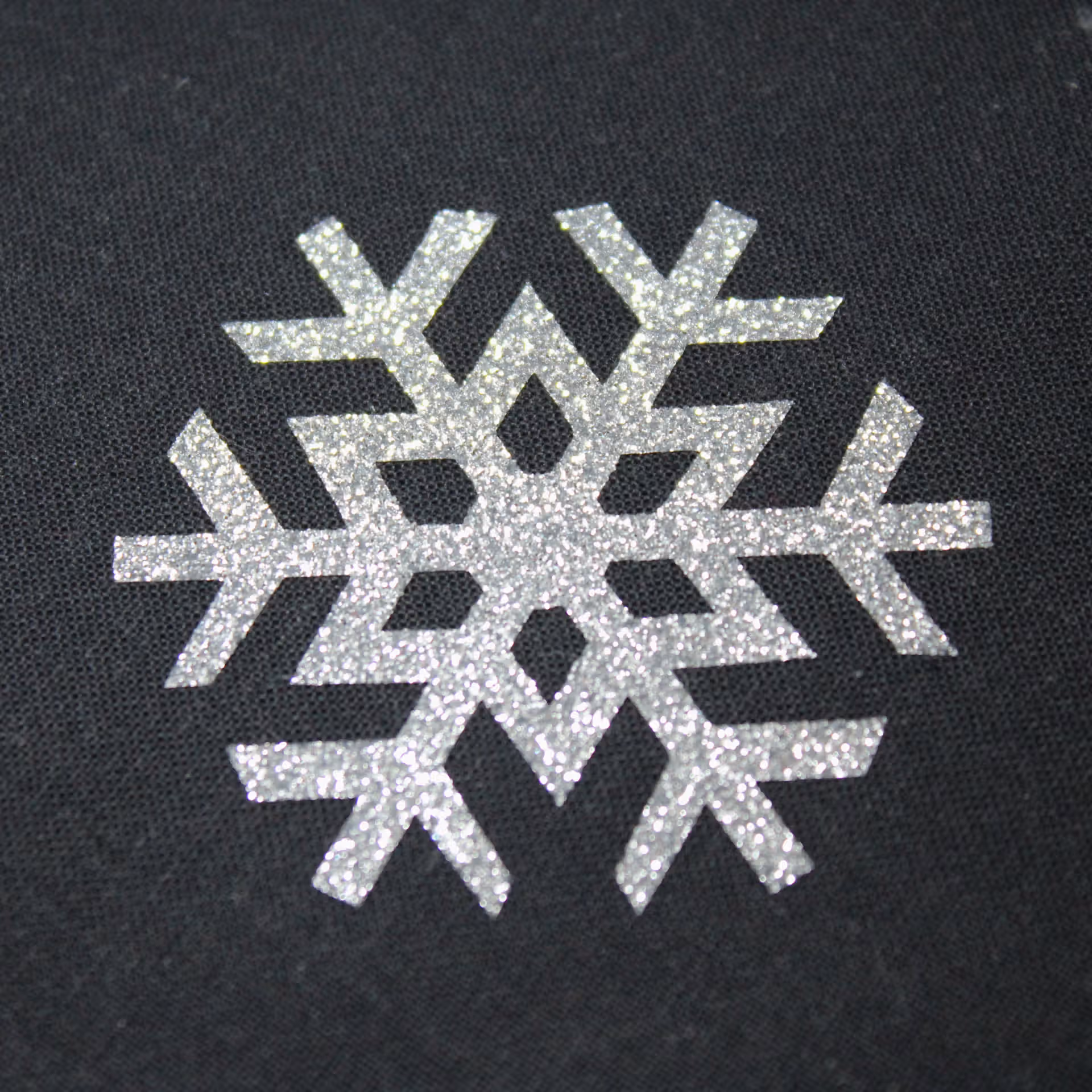 flocon1_noir Lot de 10 flocons de neige en flex ou vinyle thermocollant à paillettes - style 1