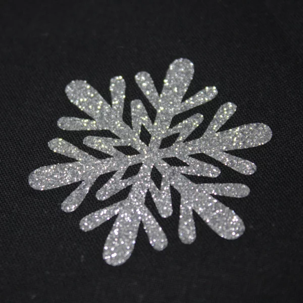 Lot de 10 flocons de neige en flex ou vinyle thermocollant à paillettes - style 3