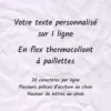 Texte personnalisable sur 1 ligne en flex thermocollant à paillettes