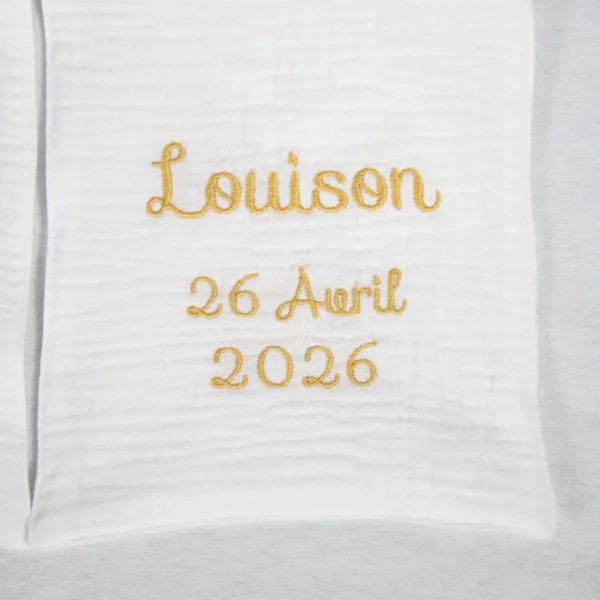 Echarpe de baptême personnalisée brodée avec un ange